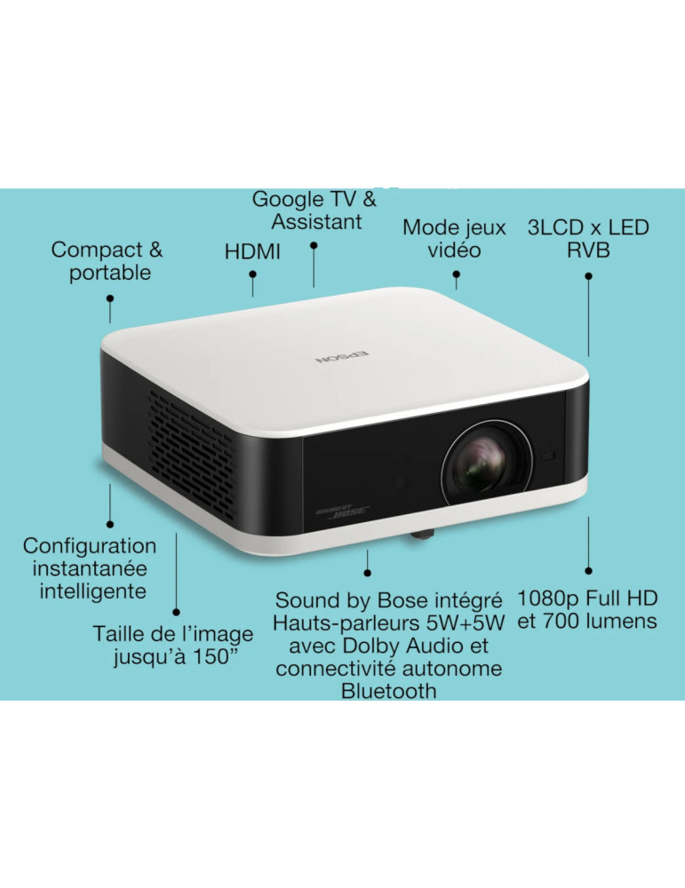 Epson EF-61W – Projecteur Full HD 700 lm Google TV