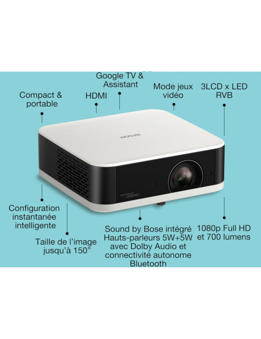 Epson EF-61W – Projecteur Full HD 700 lm Google TV