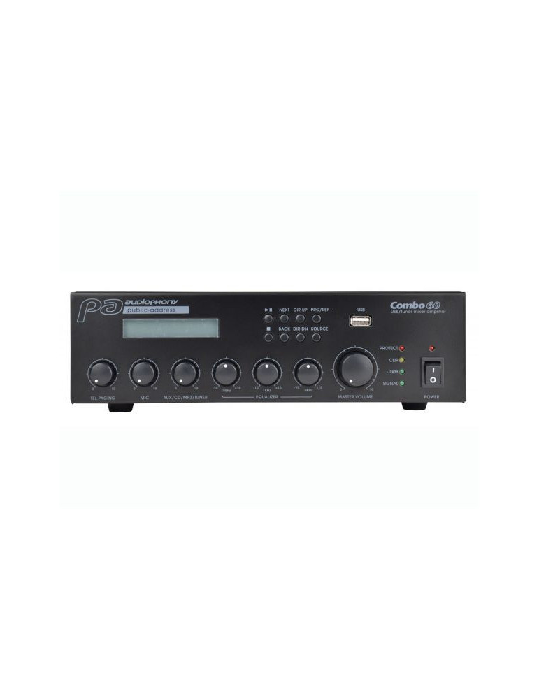 Amplificateur Audiophony COMBO60  60W  Ligne 100V  Compact
