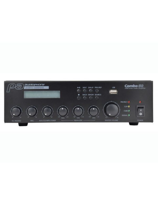 Amplificateur Audiophony COMBO60  60W  Ligne 100V  Compact
