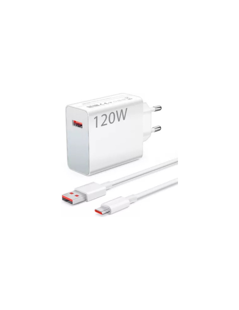 Chargeur mural Xiaomi HyperCharge  120W  USB-A vers USB-C  Blanc
